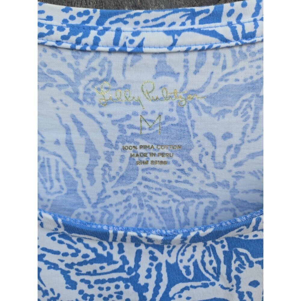 Lilly  pulitzer lissie 100% pima cotton pom pom dress blue white foxes sz M - Picture 4 of 9
